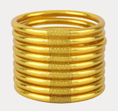BuDhaGirl: Gold All Weather Bangle (Set of 9)- Serenity Prayer