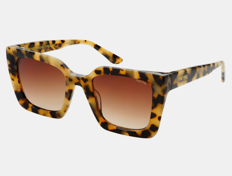FREYRS: Coco Acetate Square Sunglasses, Milky Tortoise