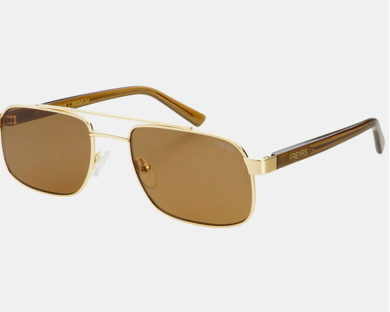 FREYRS: Vesper Unisex Aviator Sunglasses, Gold/ Solid Brown
