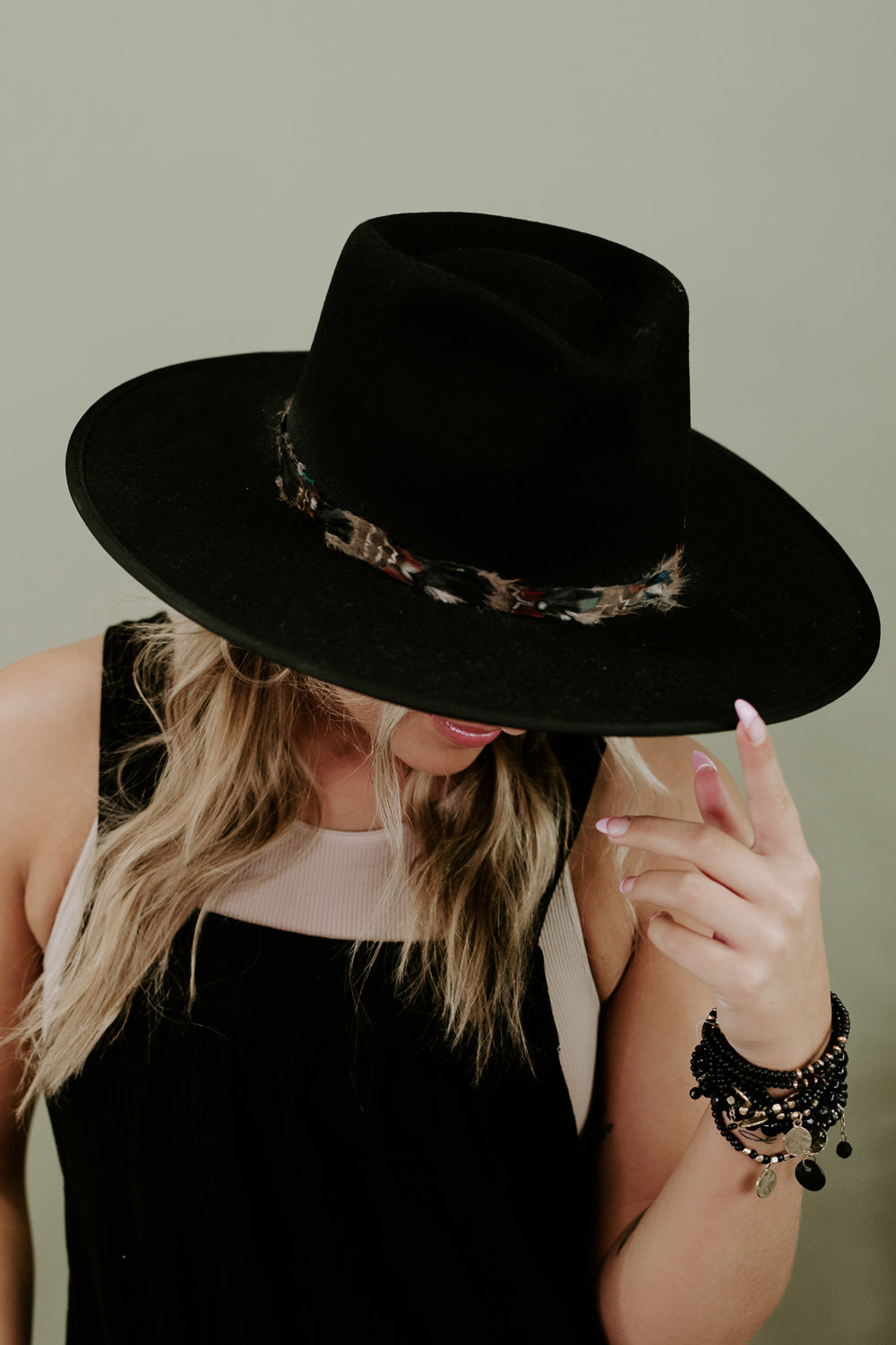 Nelson Feathered Hat, Black