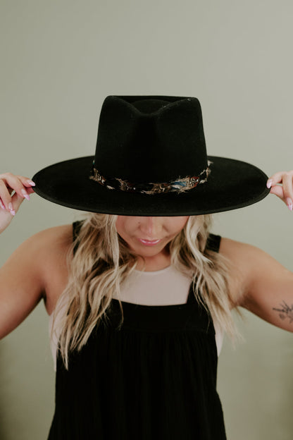 Nelson Feathered Hat, Black