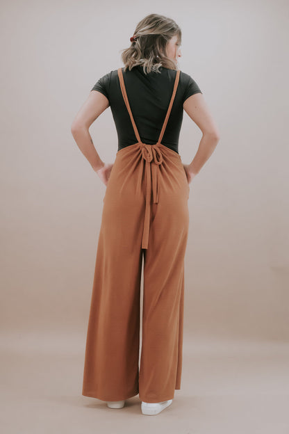Head Over Heels Suspender Jumpsuit, Camel