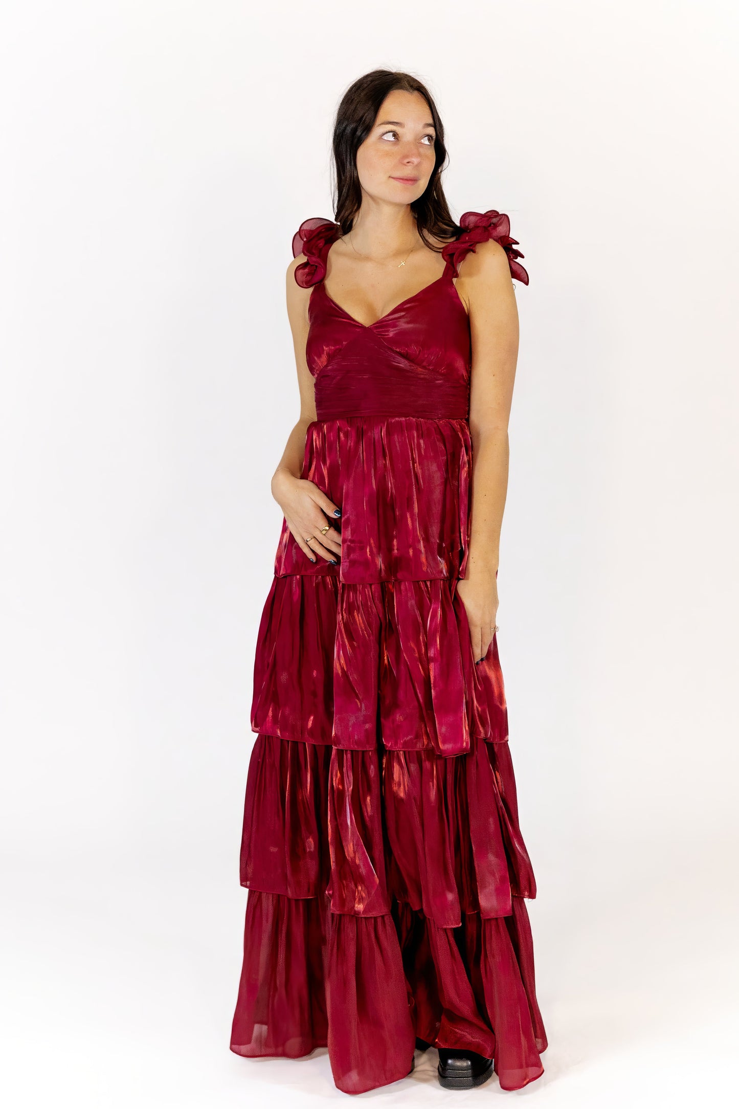 Collina Tiered Satin Maxi