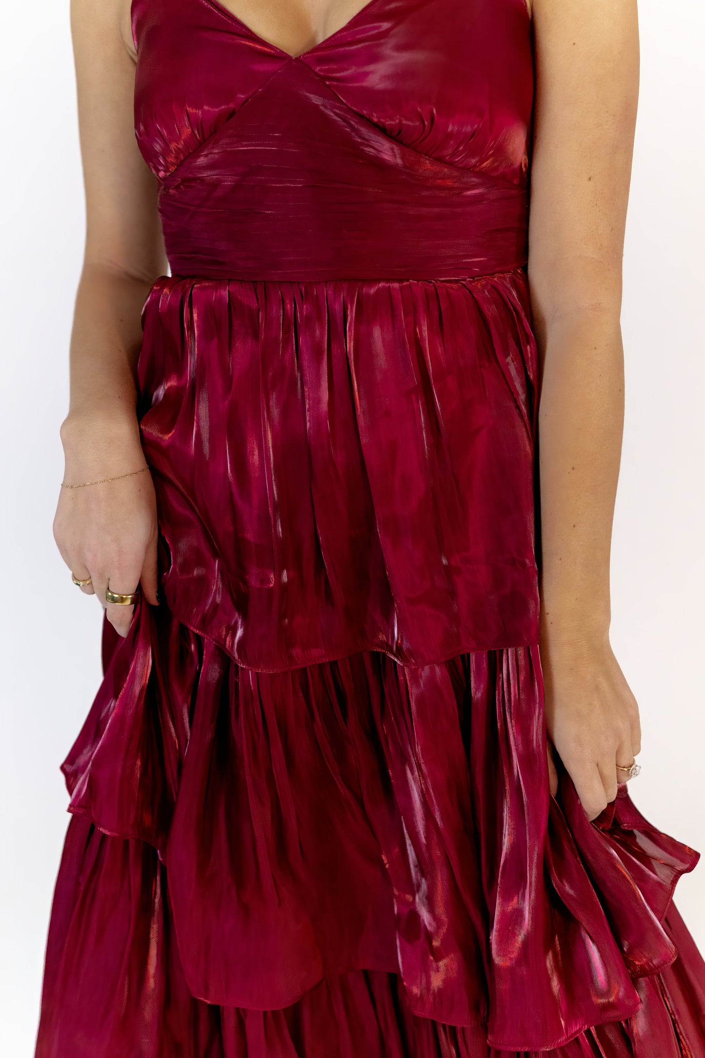Collina Tiered Satin Maxi