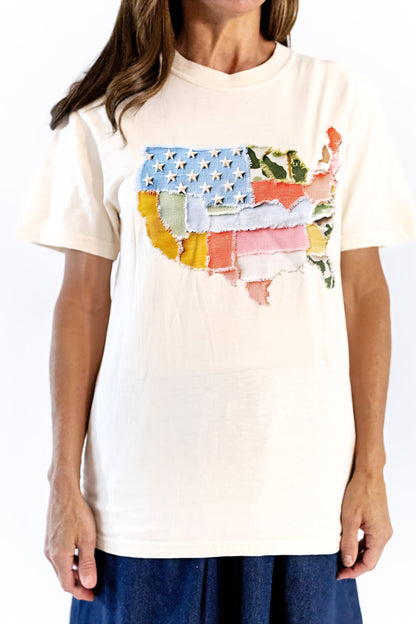 Patchwork Print America Tee