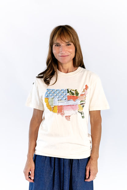 Patchwork Print America Tee