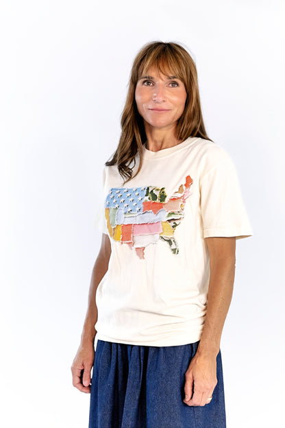 Patchwork Print America Tee