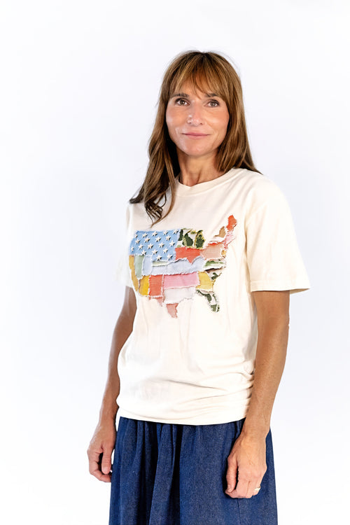 Patchwork Print America Tee