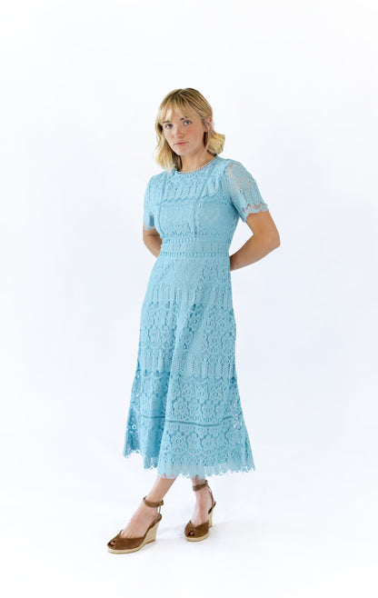 Joy Scalloped Lace Dress · Teal