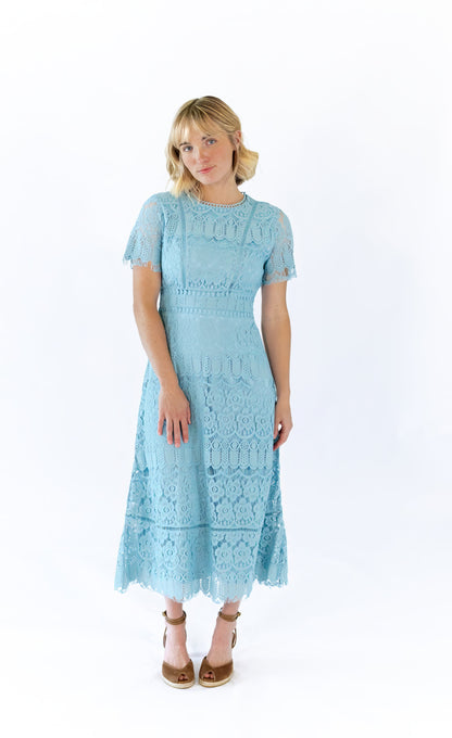 Joy Scalloped Lace Dress · Teal
