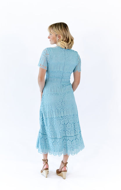 Joy Scalloped Lace Dress · Teal