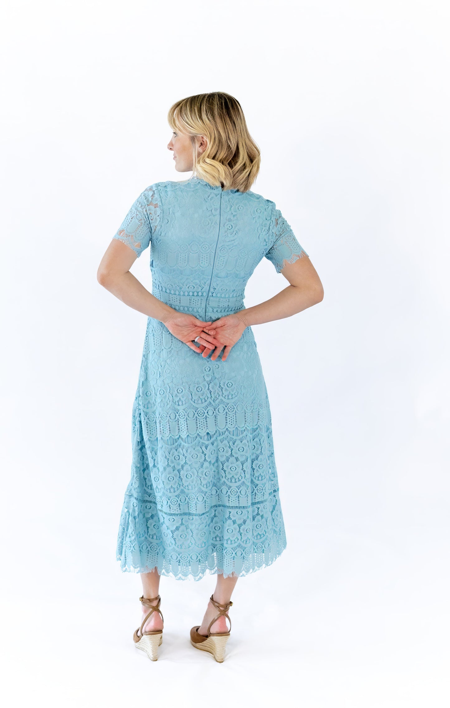 Joy Scalloped Lace Dress · Teal
