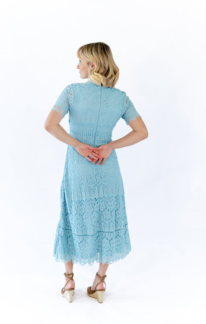 Joy Scalloped Lace Dress · Teal