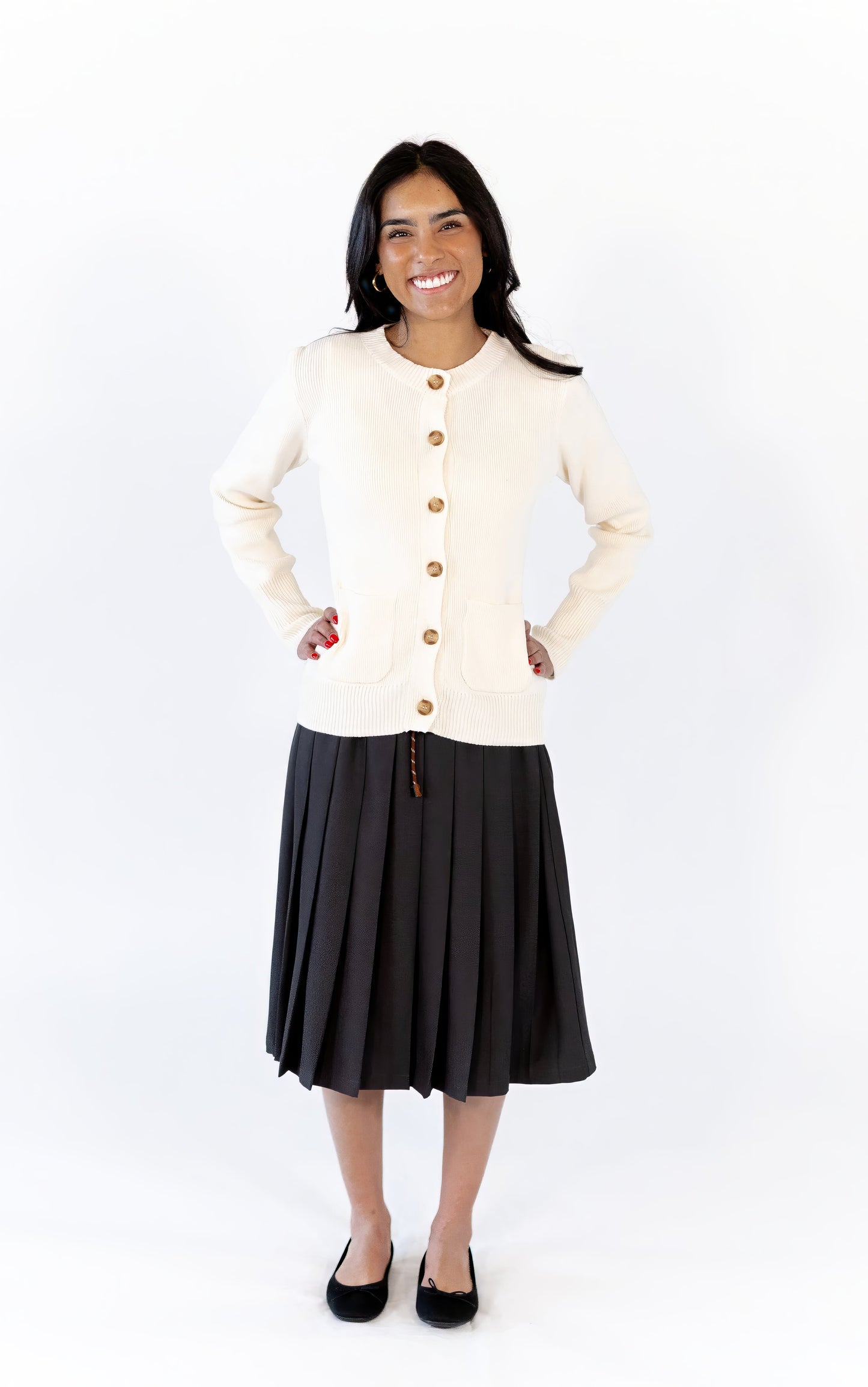 Simone Charcoal Tie Waist Skirt