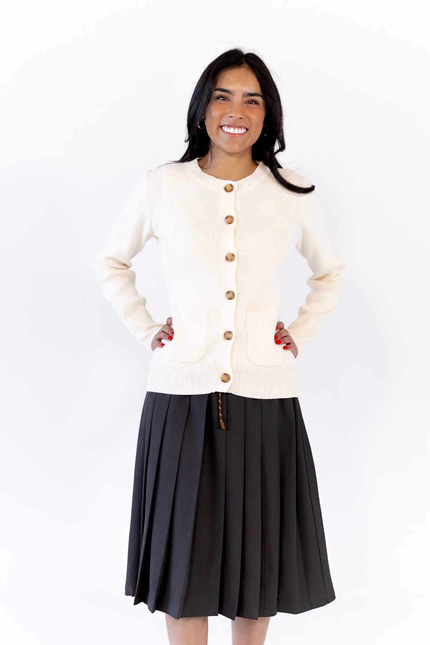 Simone Charcoal Tie Waist Skirt