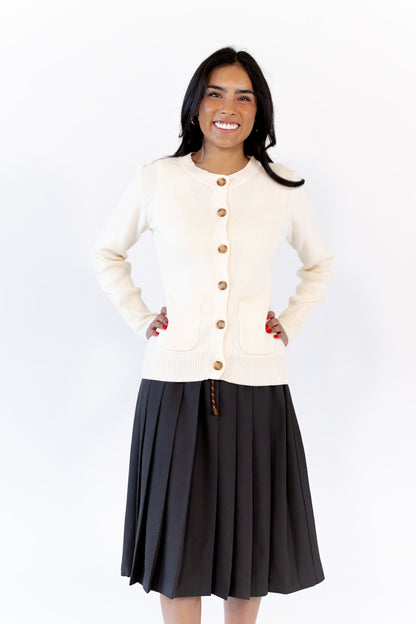 Simone Charcoal Tie Waist Skirt