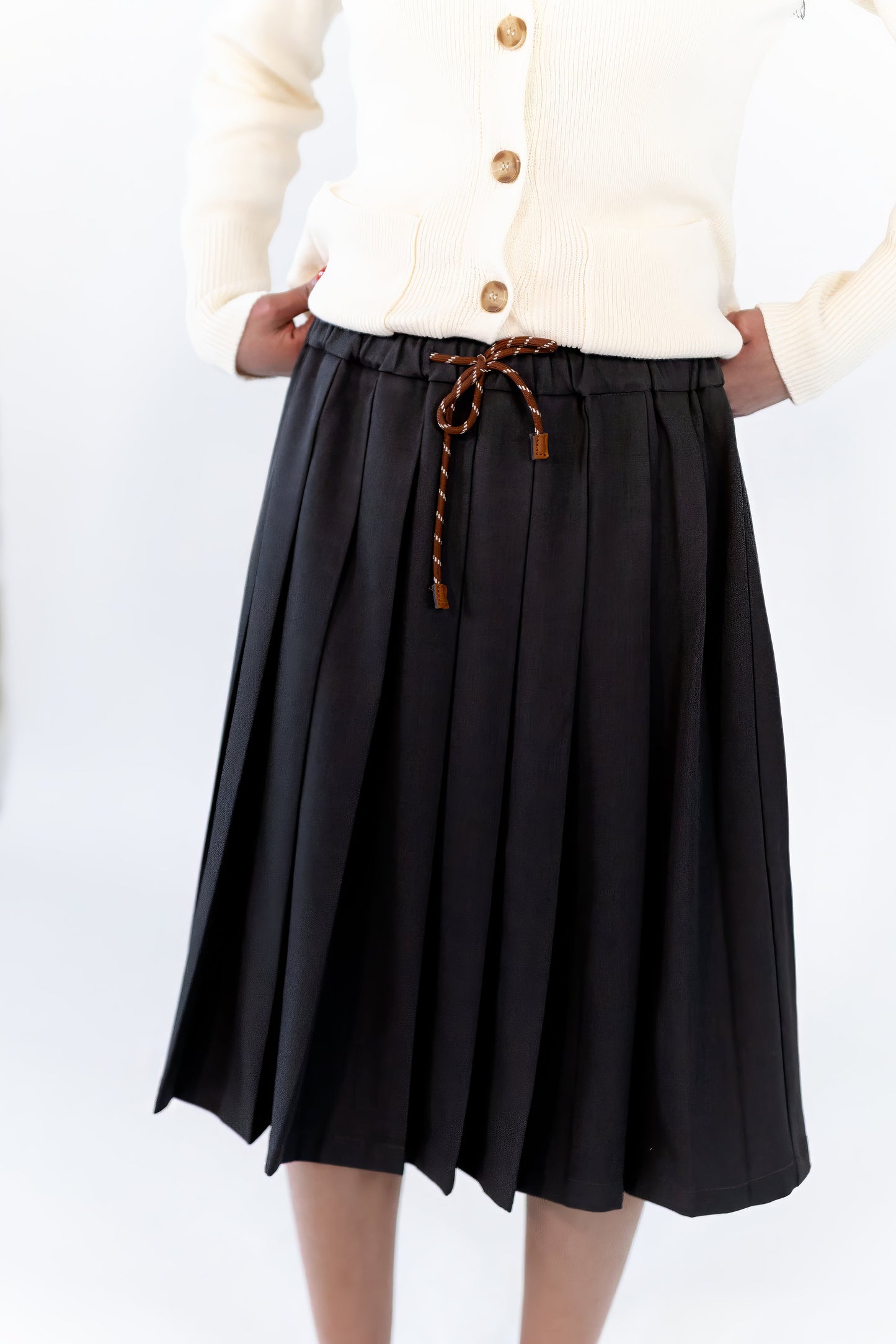 Simone Charcoal Tie Waist Skirt