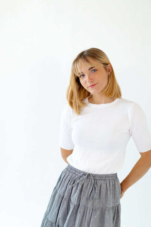 Ilona Knit Half-Sleeve Top · White