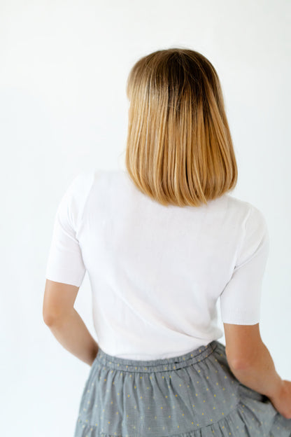 Ilona Knit Half-Sleeve Top · White