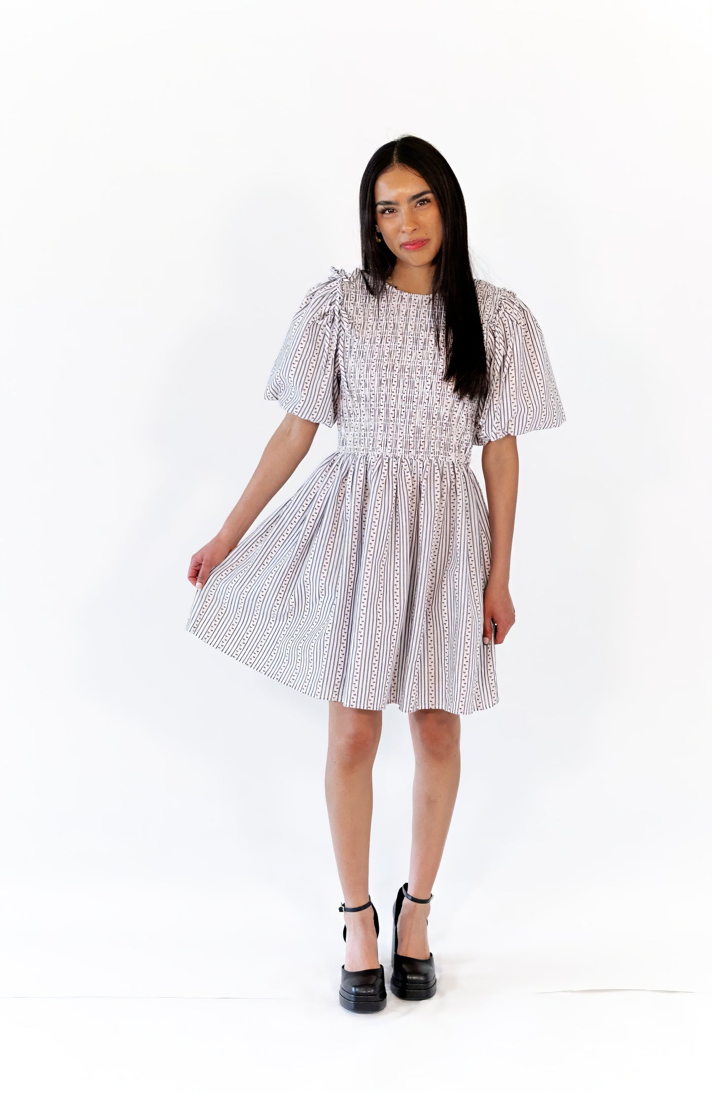Tilly Floral Print Striped Dress