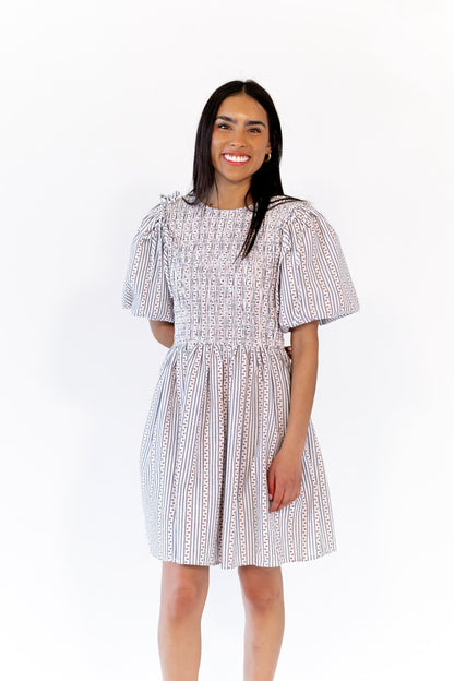 Tilly Floral Print Striped Dress