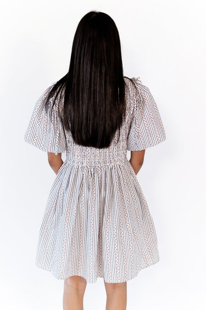 Tilly Floral Print Striped Dress