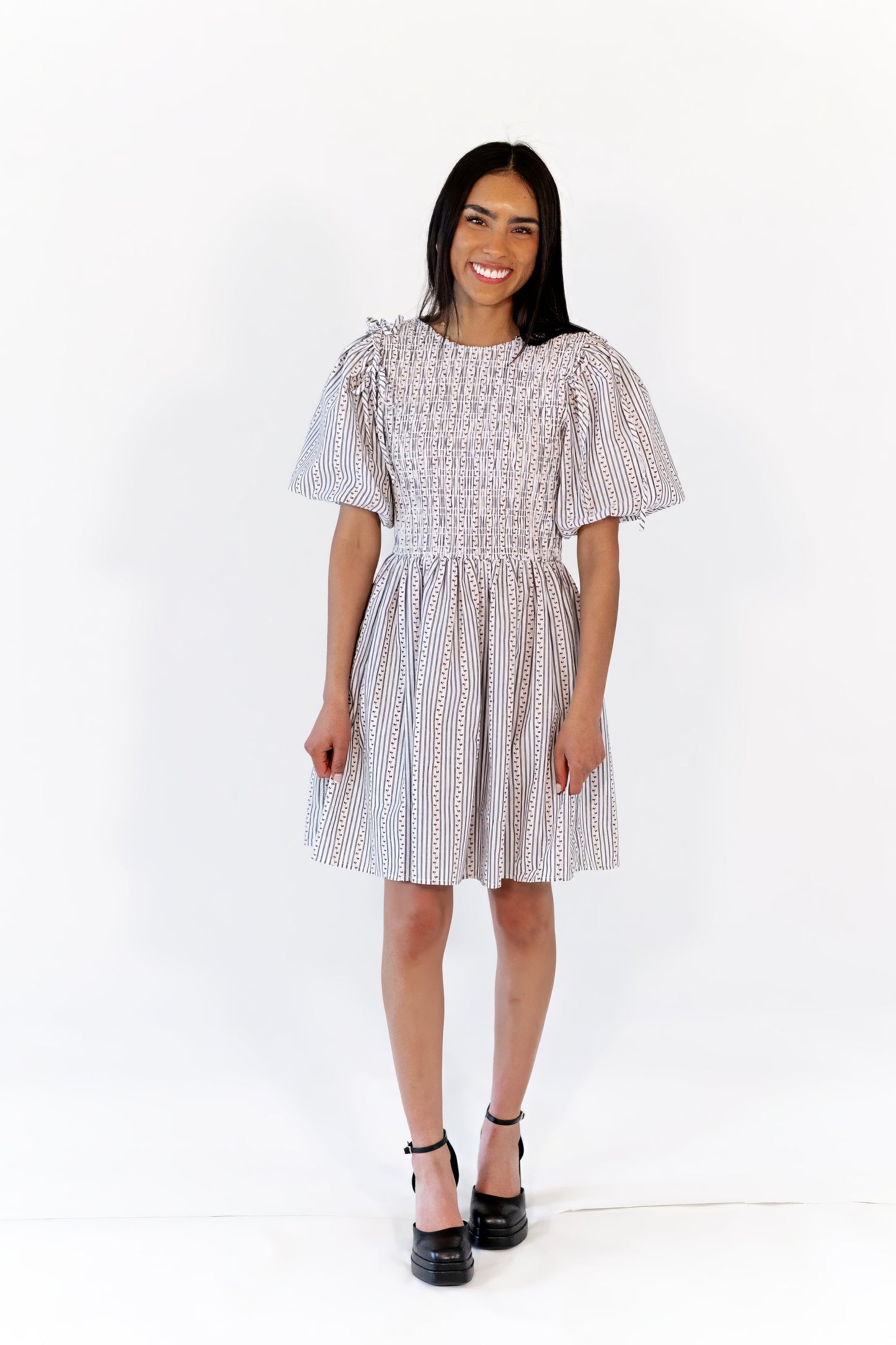 Tilly Floral Print Striped Dress