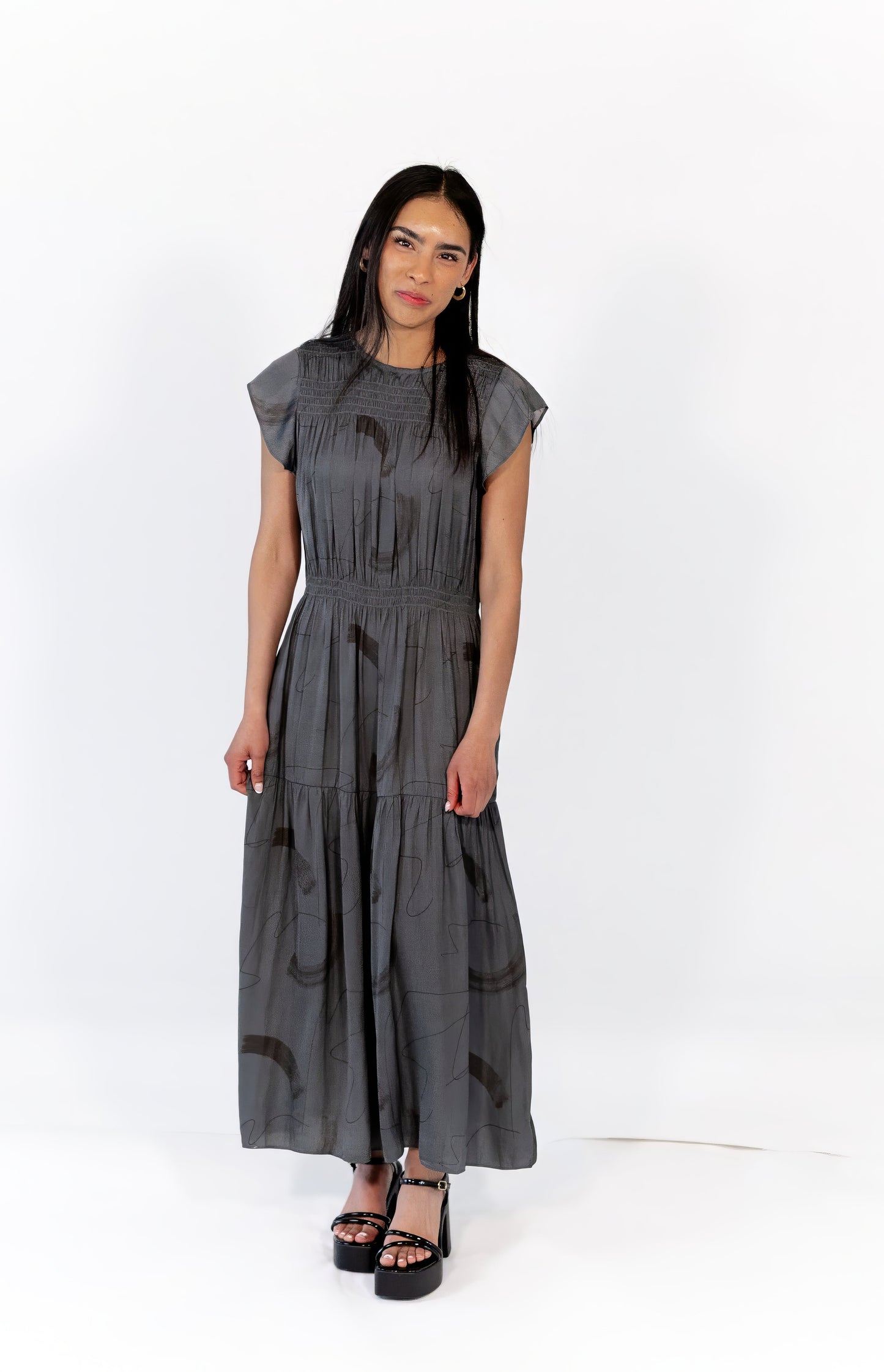 Elena Stroke Detail Midi Dress
