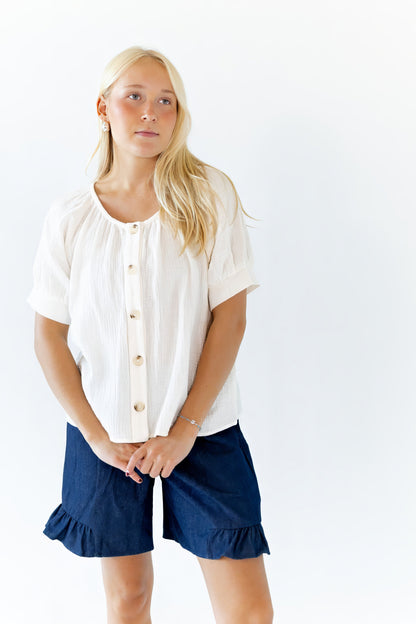 Halow Ruffled Denim Shorts