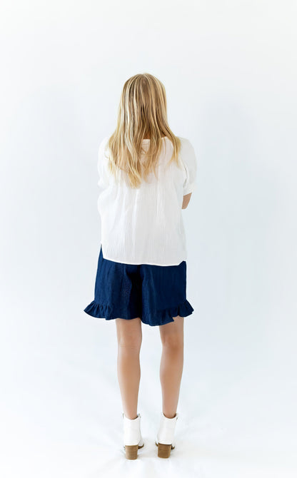 Halow Ruffled Denim Shorts