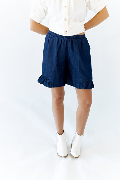 Halow Ruffled Denim Shorts