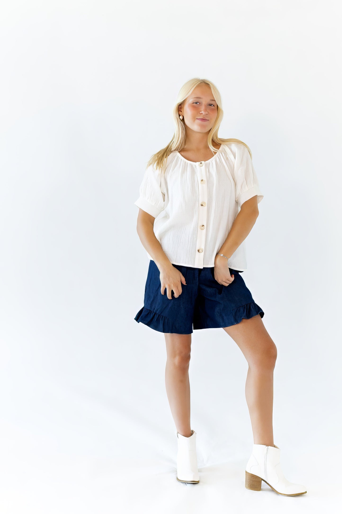Halow Ruffled Denim Shorts