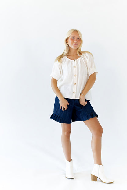Halow Ruffled Denim Shorts