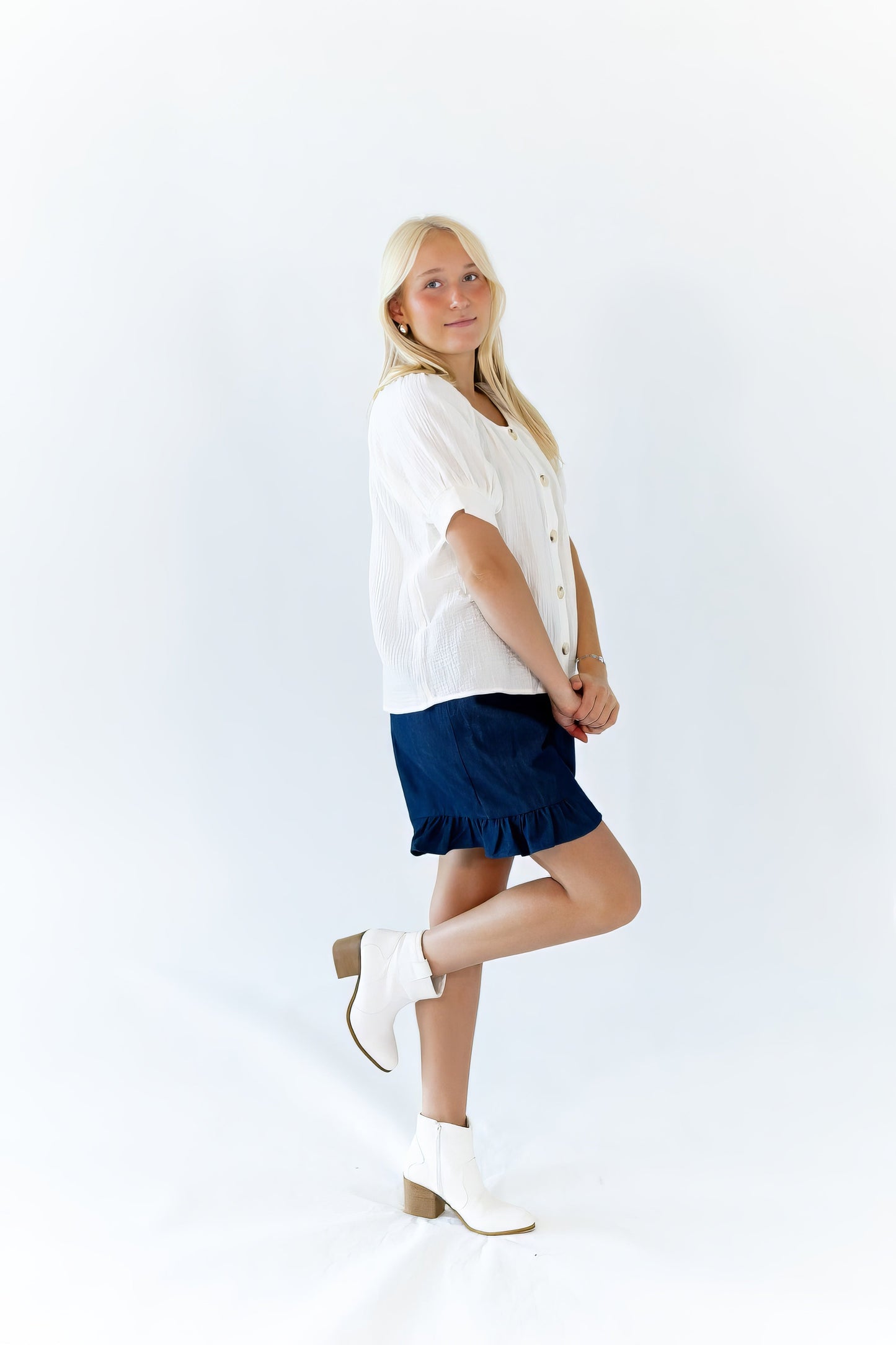 Halow Ruffled Denim Shorts