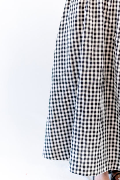 Iris Gingham Midi Skirt · Black