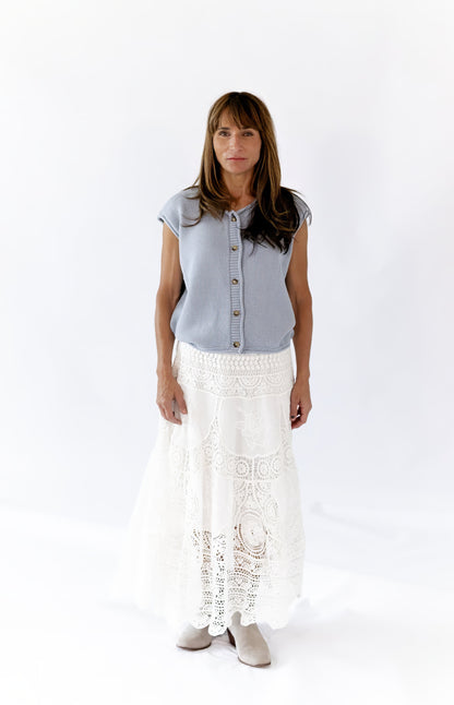 Peyton Raw Edge Cardigan · Dusty Blue