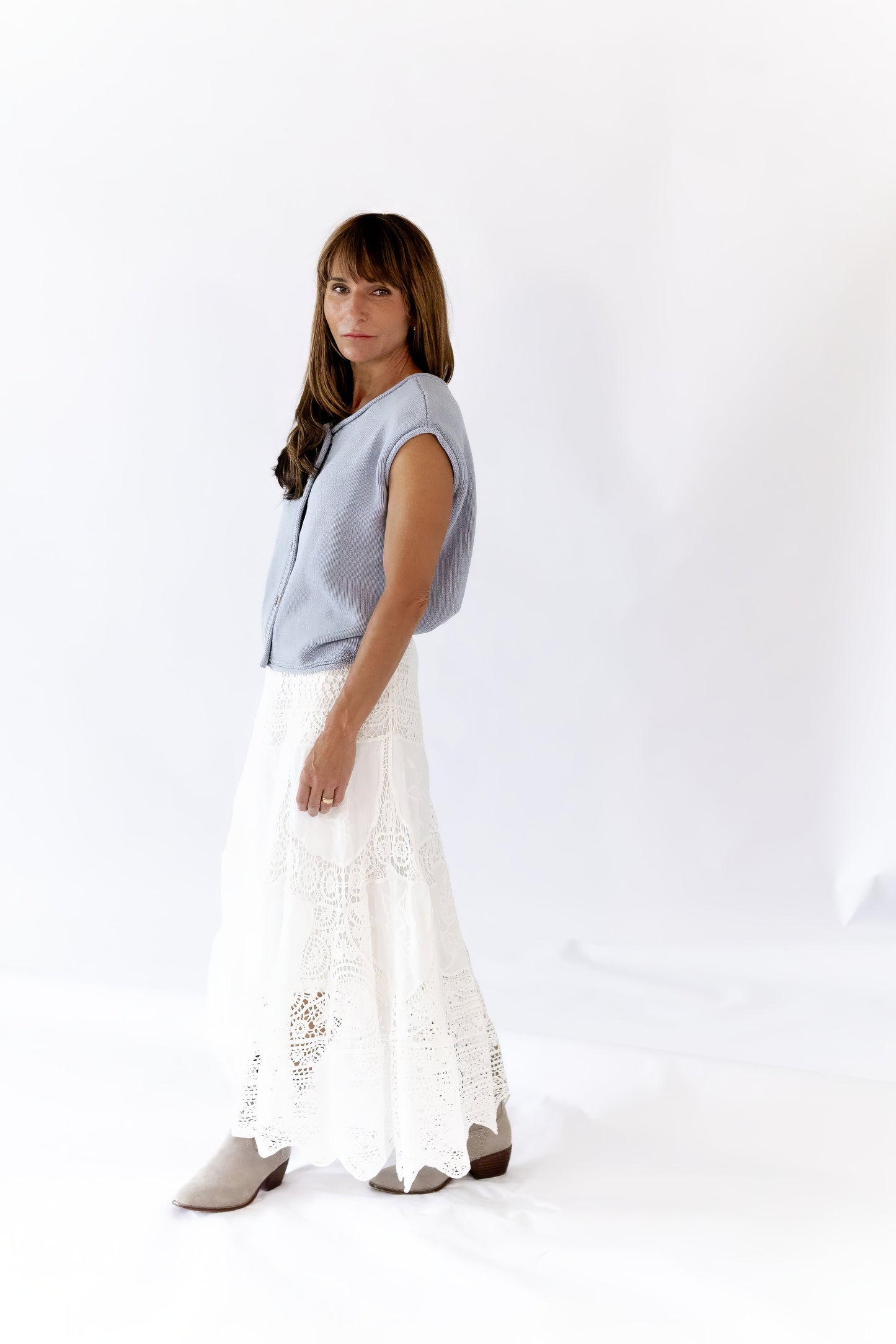 Peyton Raw Edge Cardigan · Dusty Blue