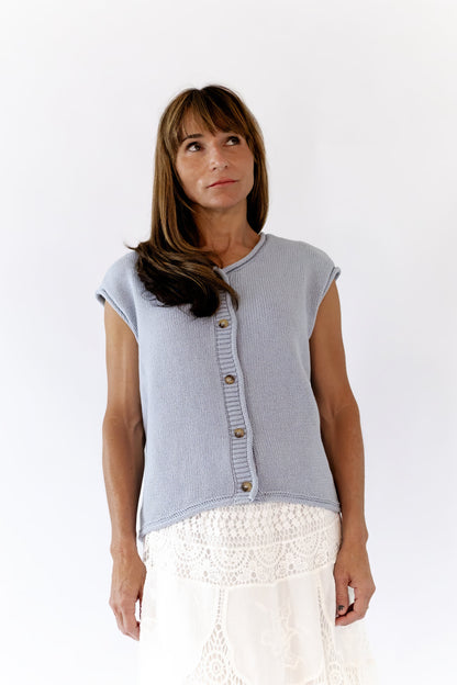 Peyton Raw Edge Cardigan · Dusty Blue