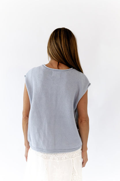 Peyton Raw Edge Cardigan · Dusty Blue