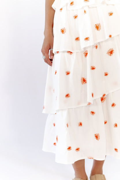 Nappa Embroidered Tiered Dress