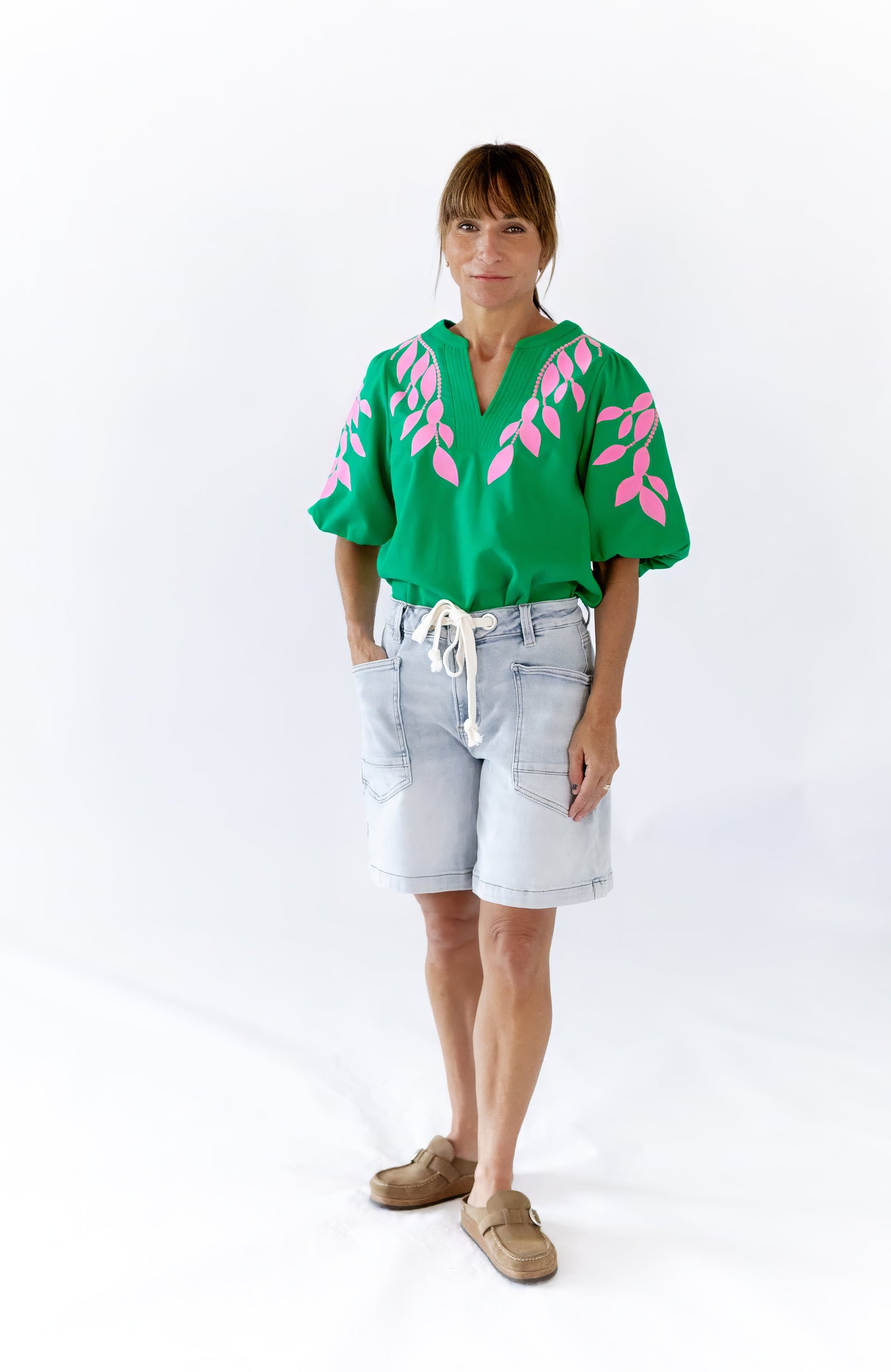 Greenery Embroidered Top