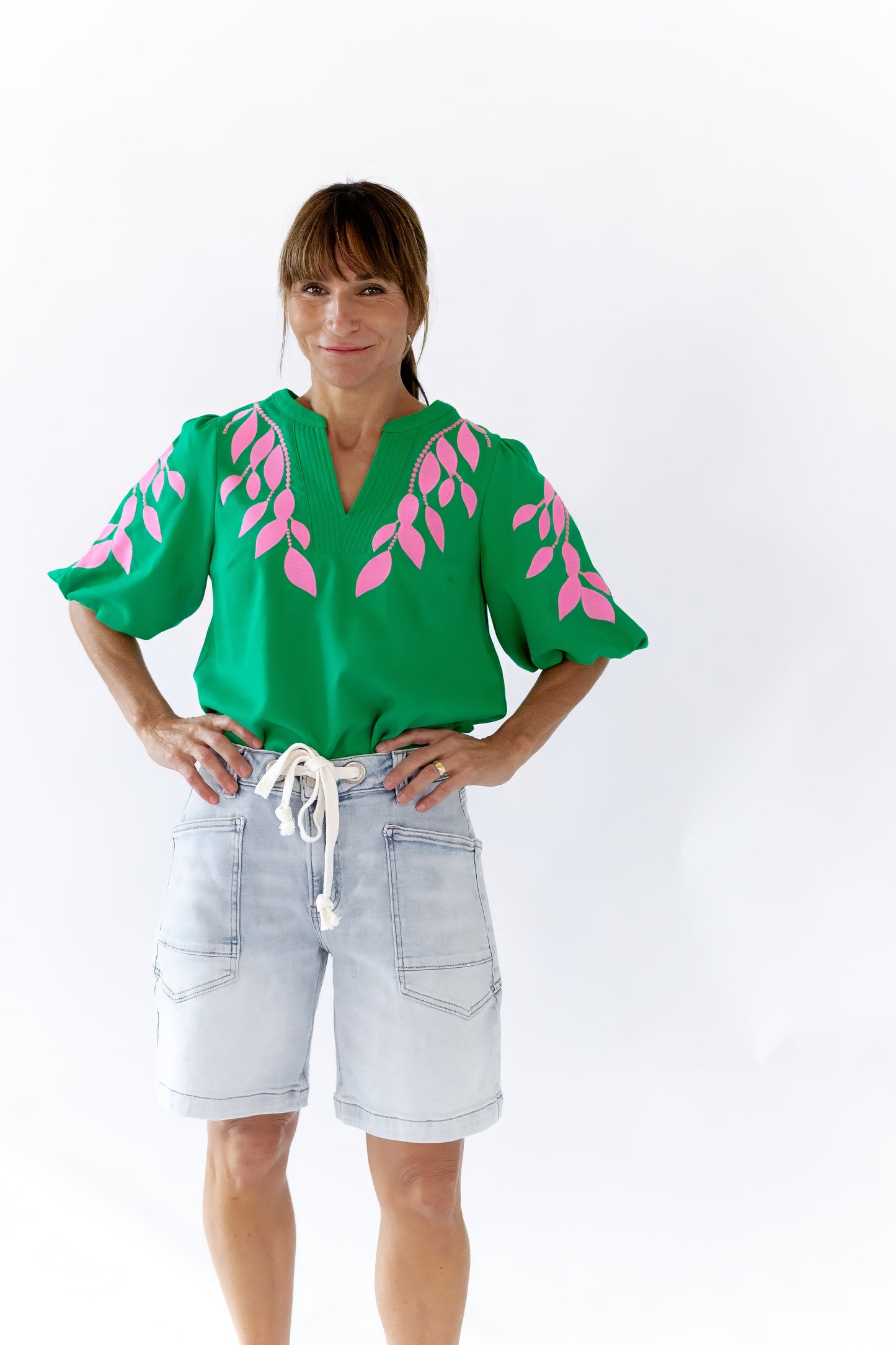 Greenery Embroidered Top