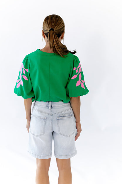 Greenery Embroidered Top