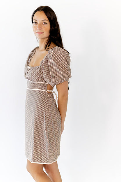 Tory Gingham Lace Up Back Dress