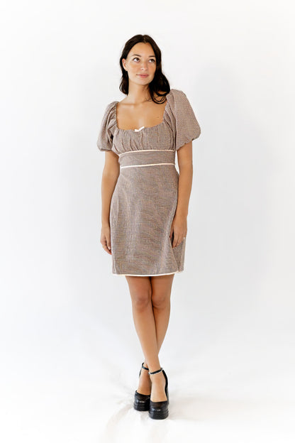 Tory Gingham Lace Up Back Dress