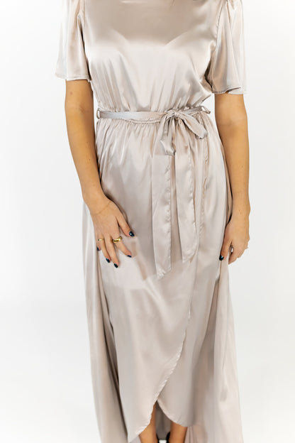 Moxie Satin Finish Maxi Dress