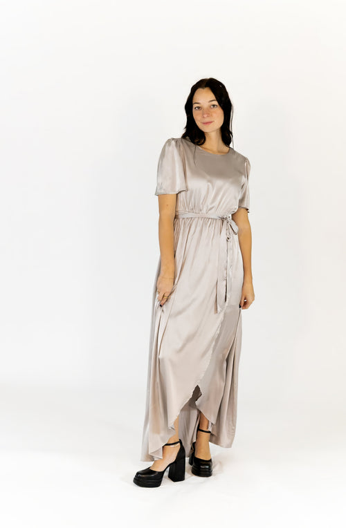 Moxie Satin Finish Maxi Dress