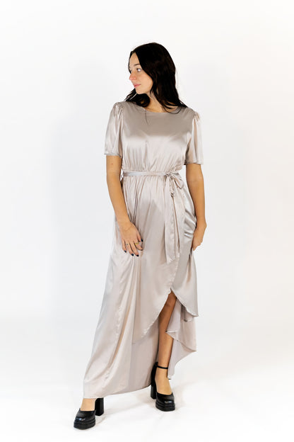 Moxie Satin Finish Maxi Dress