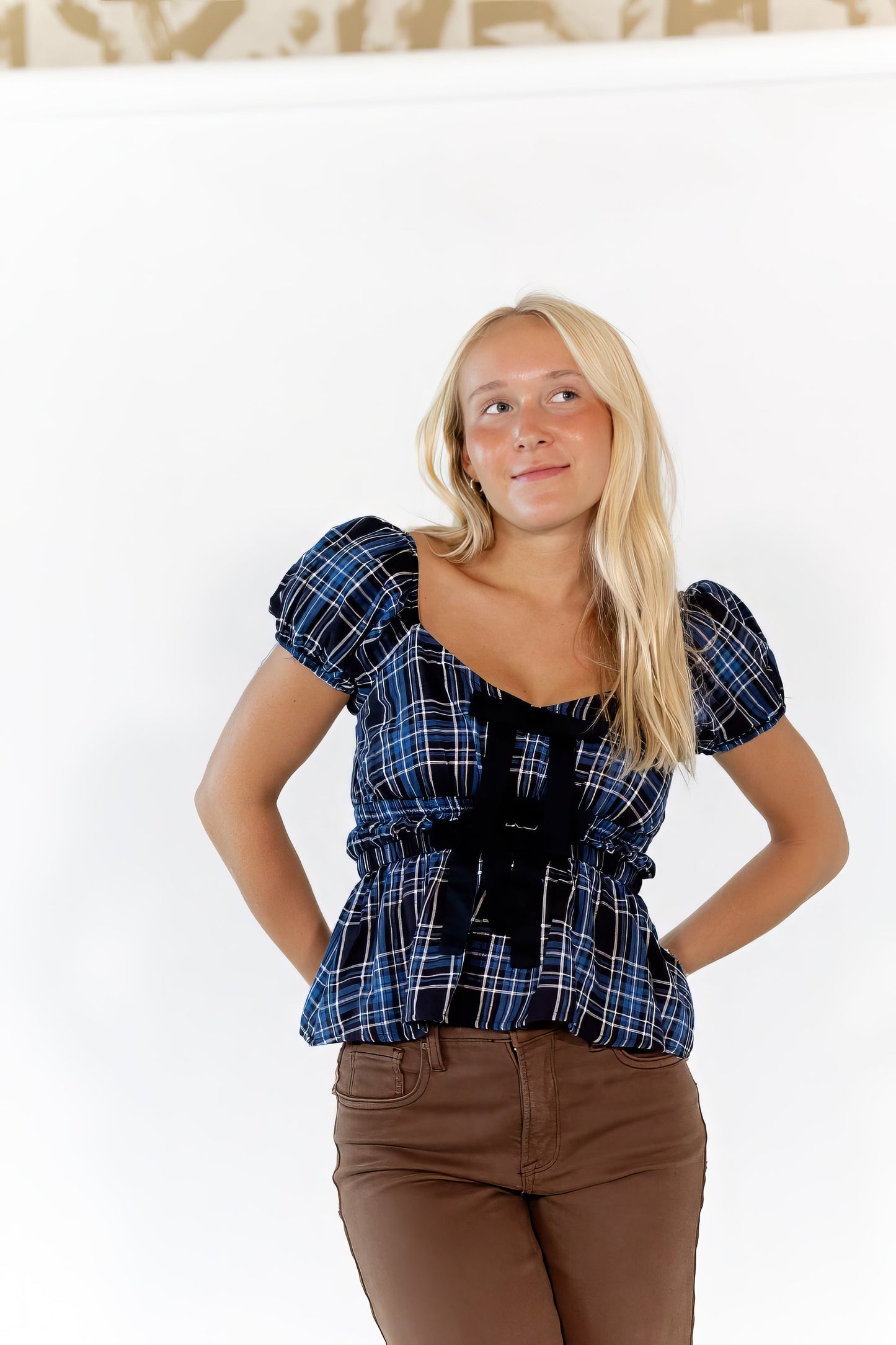 Emi Plaid Peplum Top