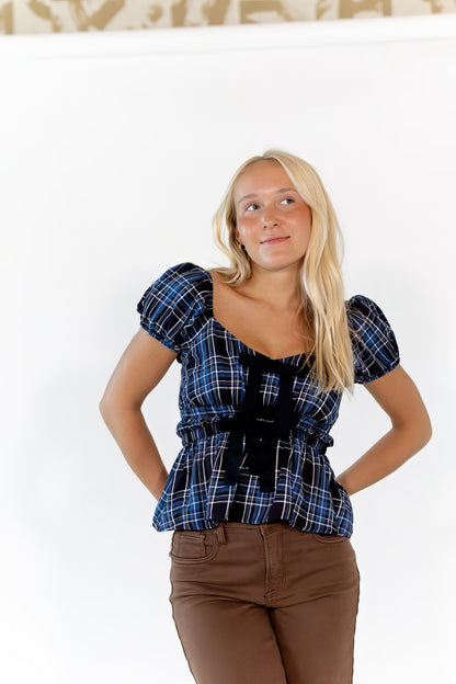 Emi Plaid Peplum Top